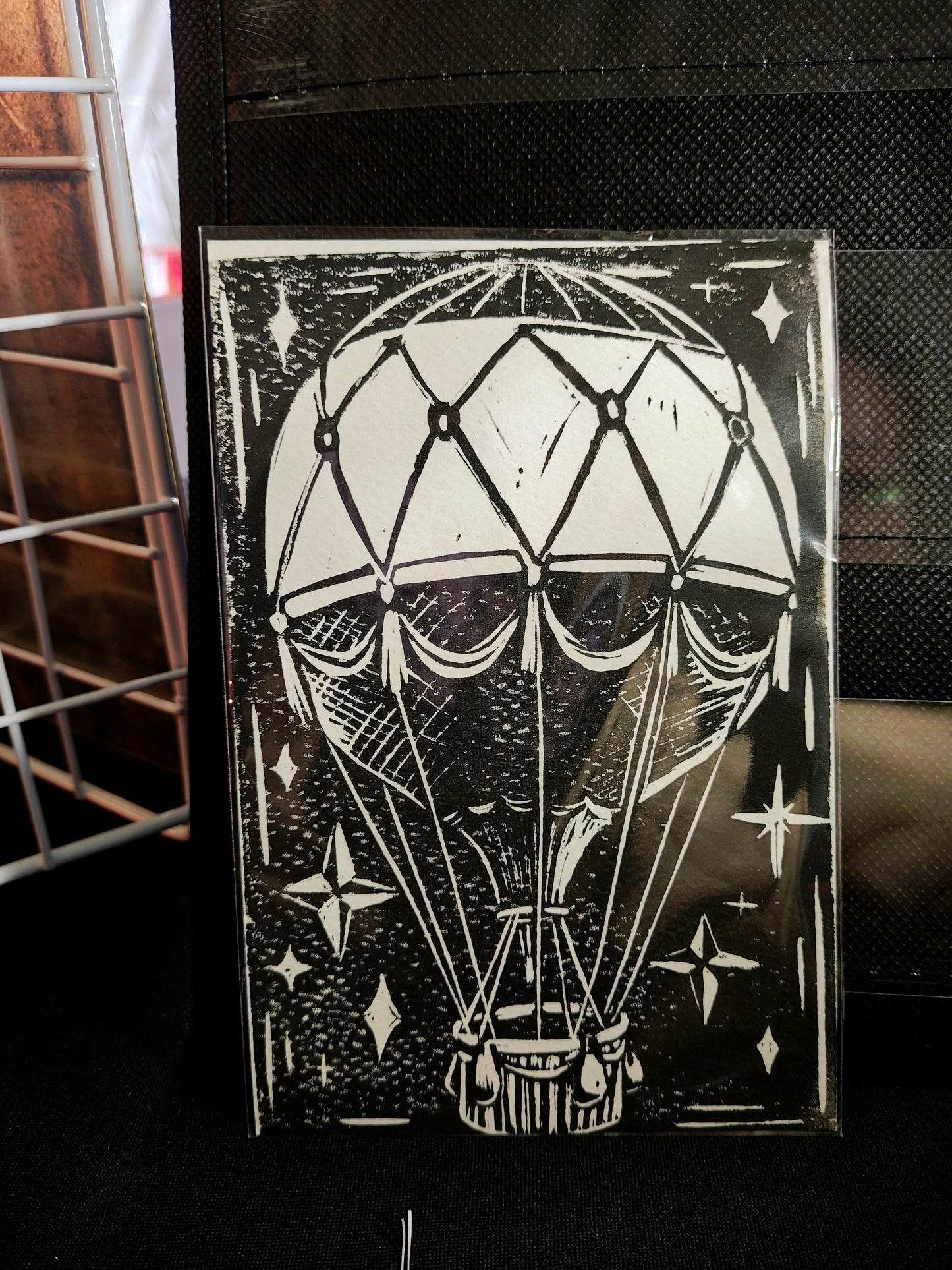Hot Air Balloon Lino Print