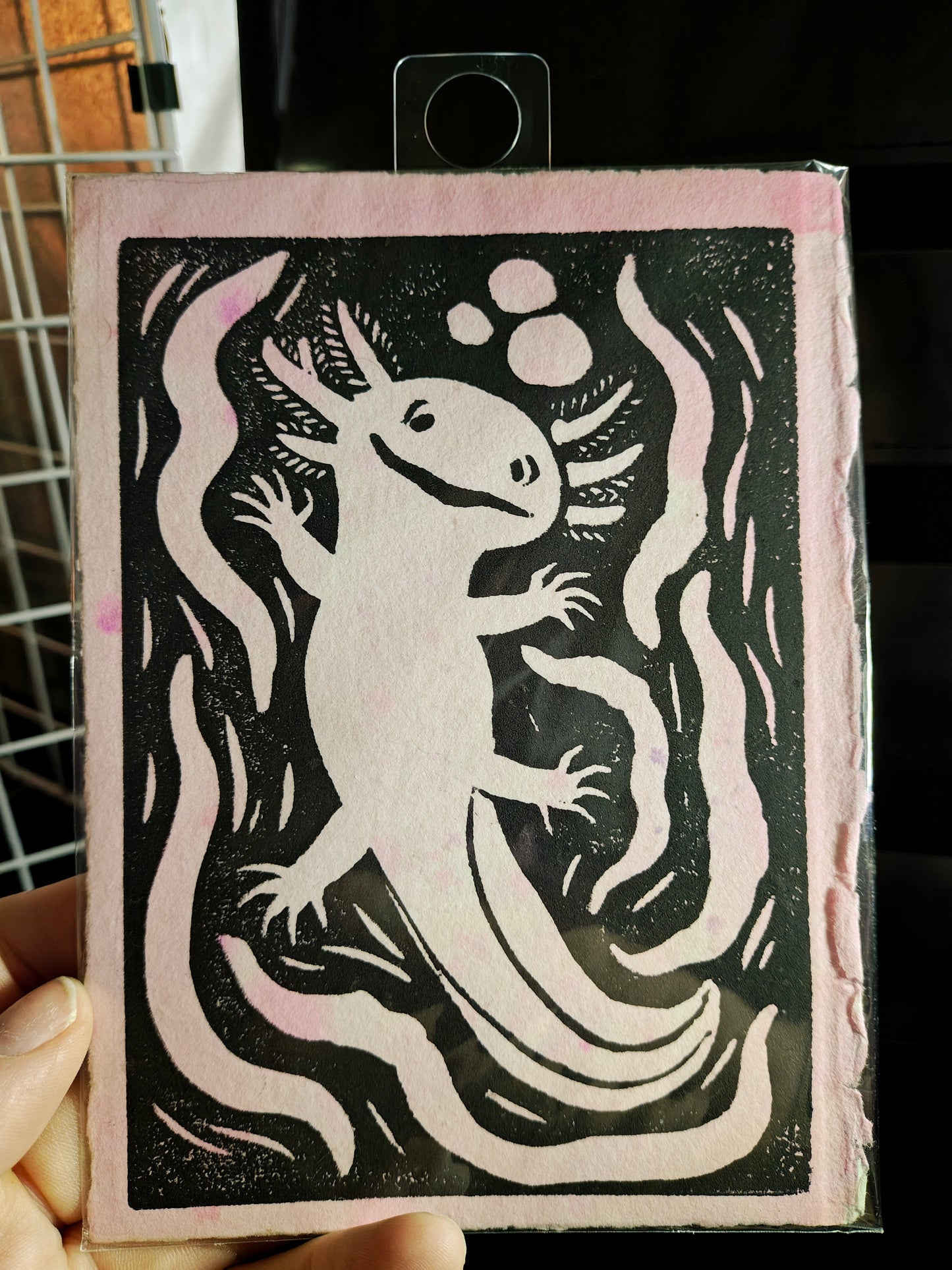 Axolotl Lino Print